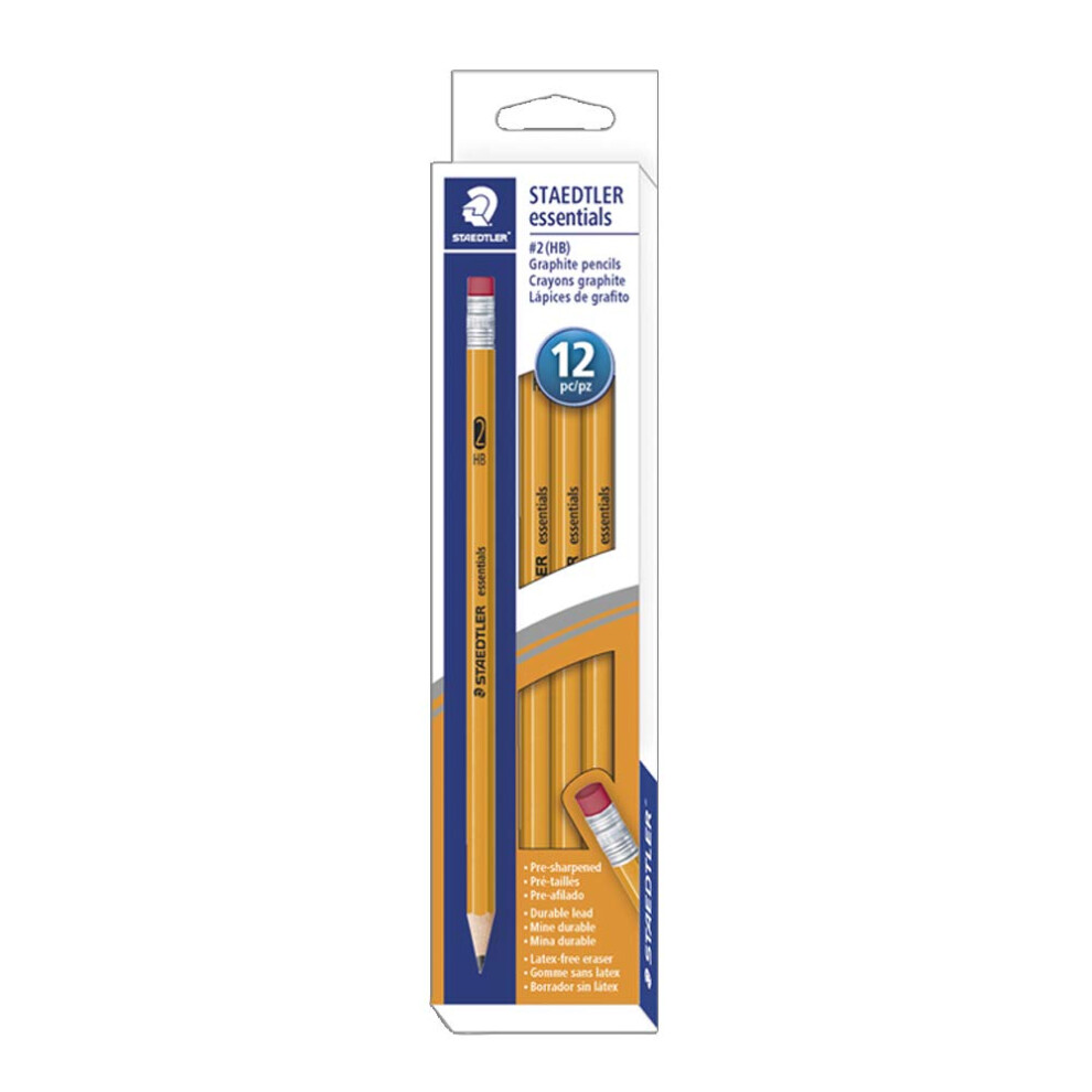 Staedtler Essentials Pre-Sharpened HB #2 Yellow Wood Graphite Pencils