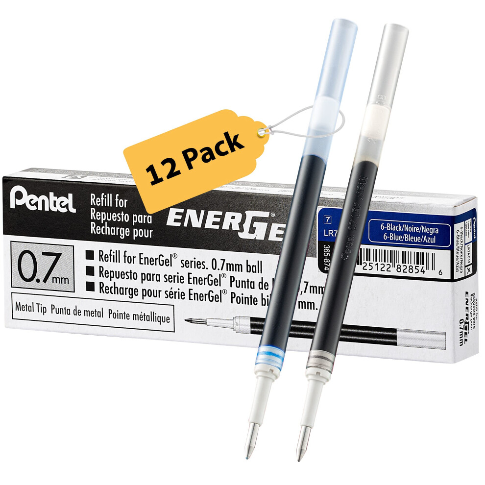 Pentel Energel 0.7 Refill Ink for BL57 & BL77 Pens  Box of 6 Black and