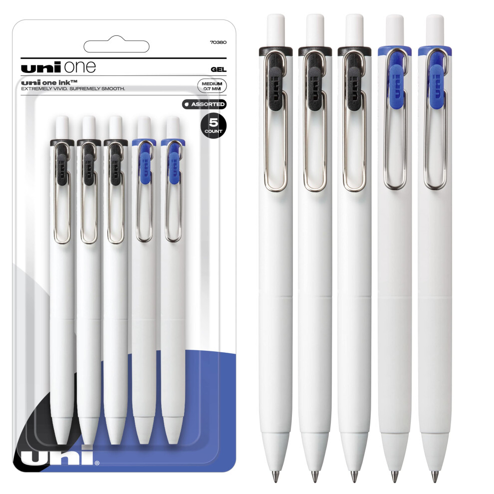 Uniball One Gel Pen 5 Pack  0.7mm Ultra Medium Business Pens  Gel Ink