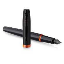 PARKER IM Vibrant Rings Fountain Pen | Satin Black Lacquer with Flame