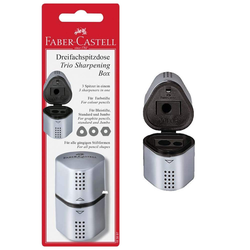 Faber-Castell Grip Trio Pencil Sharpener - Grey  3-in-1 Artist Pencil