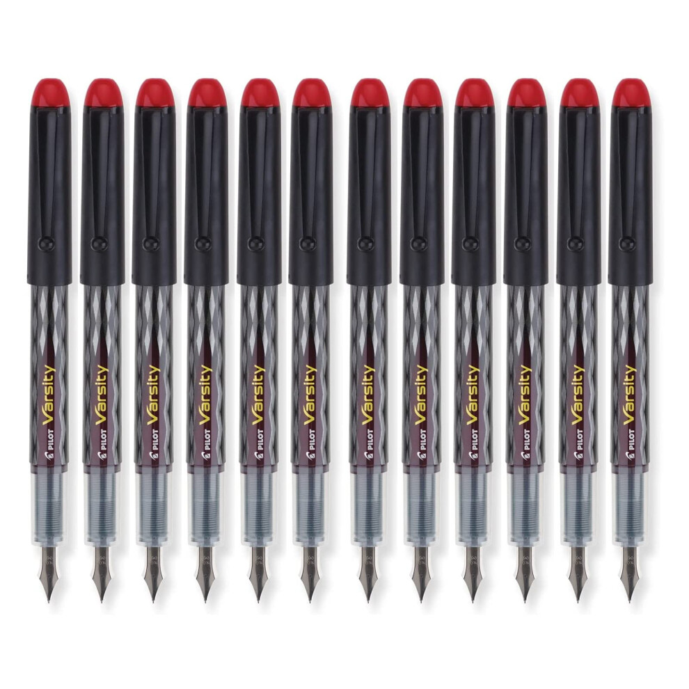 Pilot Varsity Disposable Fountain Pens  Red Ink  Dozen Box