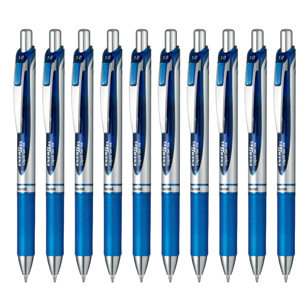 Pentel BL80-C 1.0 Blue Gel Ballpoint Pen EnerGel Ink 10 Pens