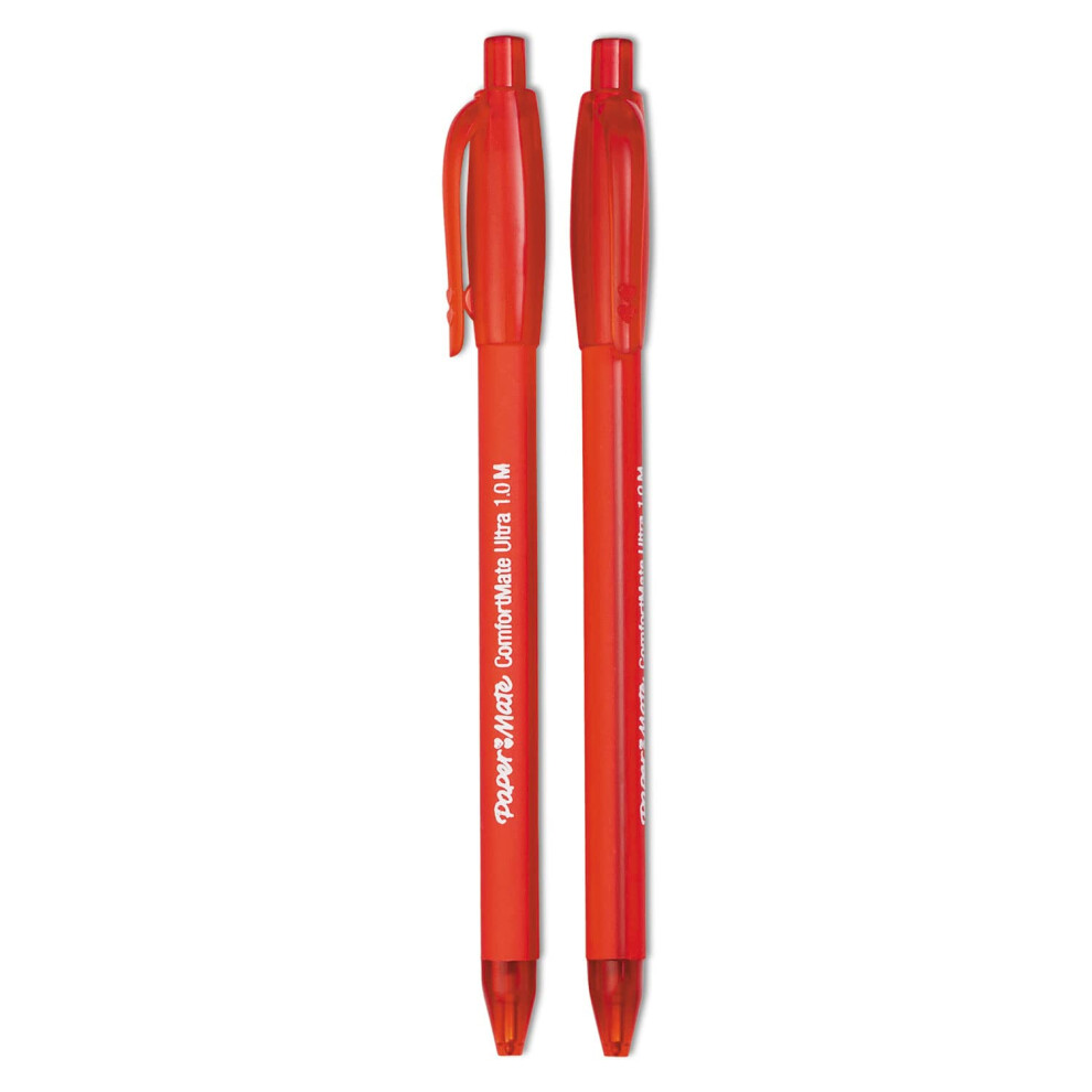 PaperMate 6320187 ComfortMate Ultra RT Pen  1.0mm Medium  Red Ink  12