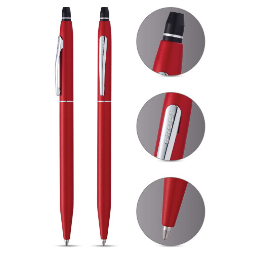 Cross Cross Click Refillable Ballpoint Pen, Medium Ballpen, Includes Bonus Refill, Premium Gift Box - Crimson Lacquer 1
