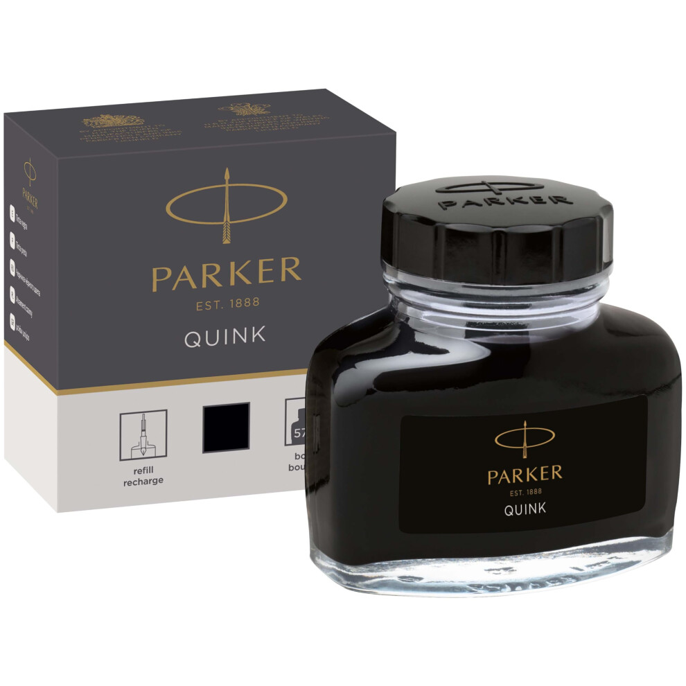 Parker Fountain Pen Ink Bottle  Black QUINK Ink  57 ml Fountain Pen Re