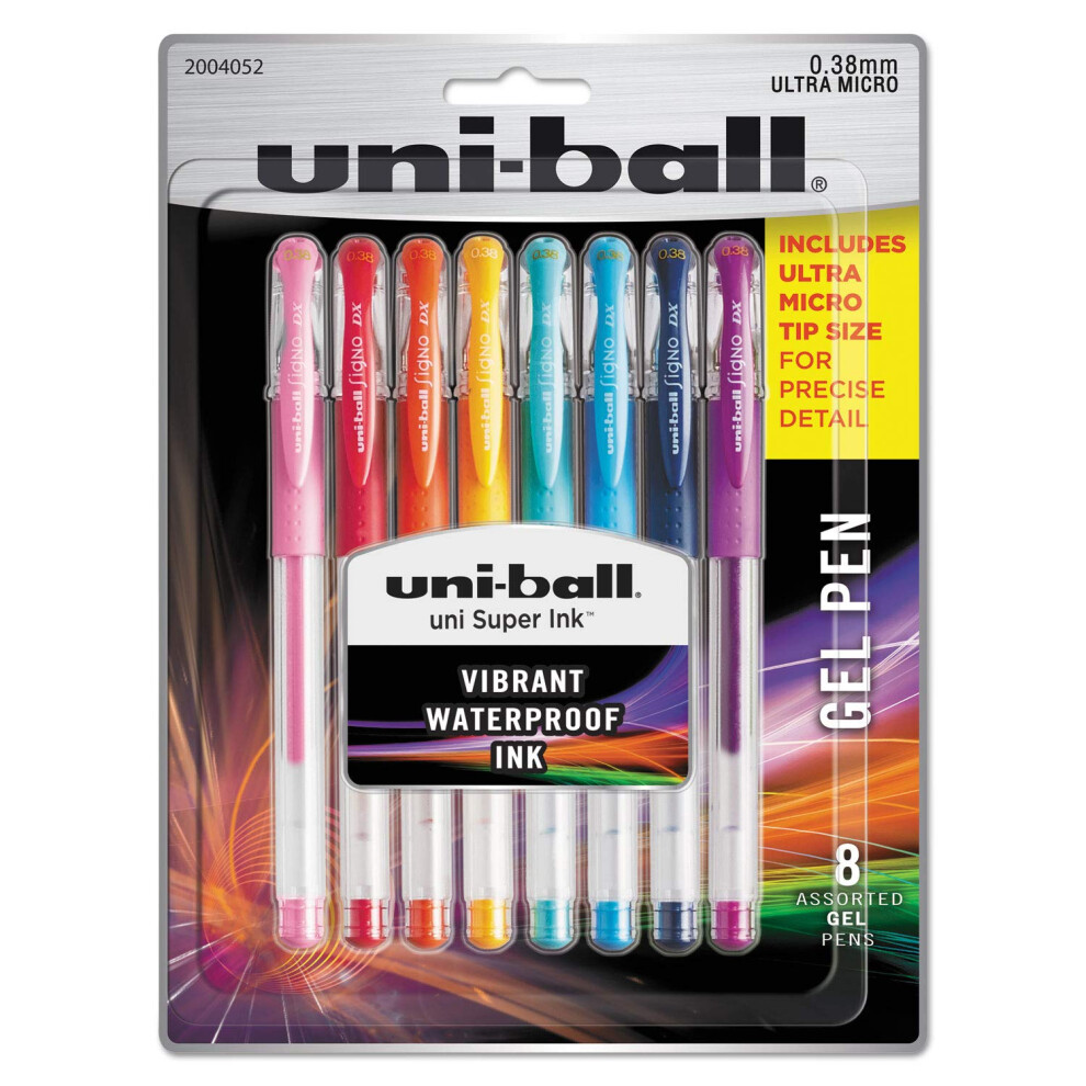 Uniball Gel Pen 8 Pack  0.38mm Micro Assorted Pens  Gel Ink Pens | Off