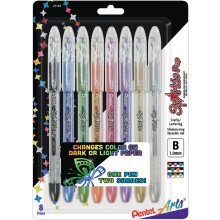 Pentel Arts Sparkle Pop Metallic Gel-Stift, 1,0mm, verschiedene Farben, 8er Pack (K91PABP8M)