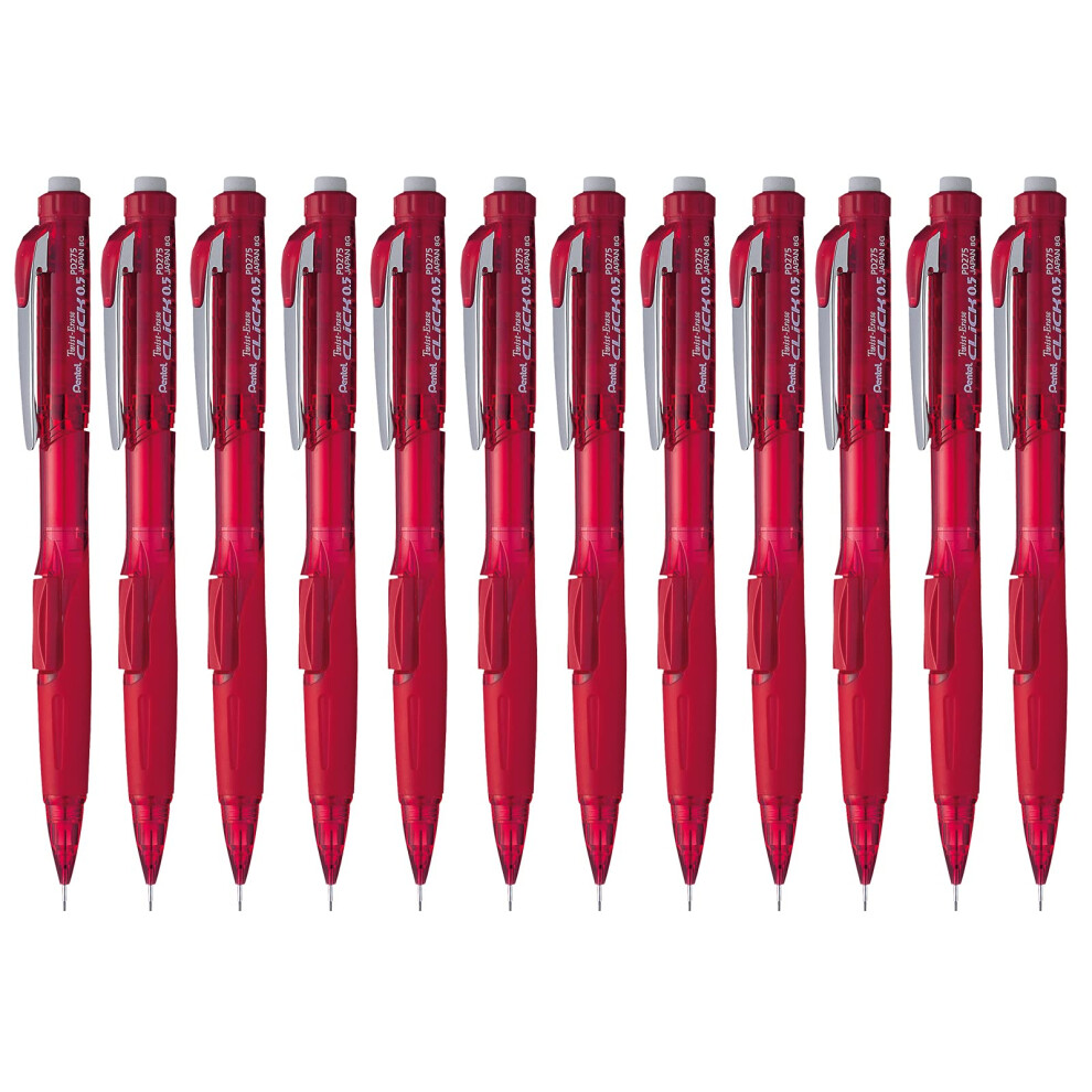 Pentel Twist-Erase CLICK Mechanical Pencil (0.5mm) Transparent Red Bar