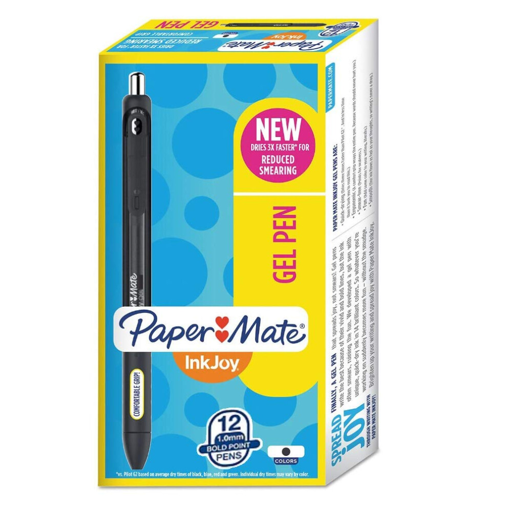 Paper Mate InkJoy Gel Pens  Bold Point (1.0mm)  Black  12-Count