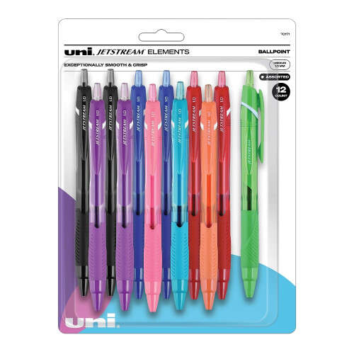 Uni-Ball uni-ball Jetstream Elements Ballpoint Pen Retractable Medium 1 mm Assorted Ink and Barrel Colors 12/Pack