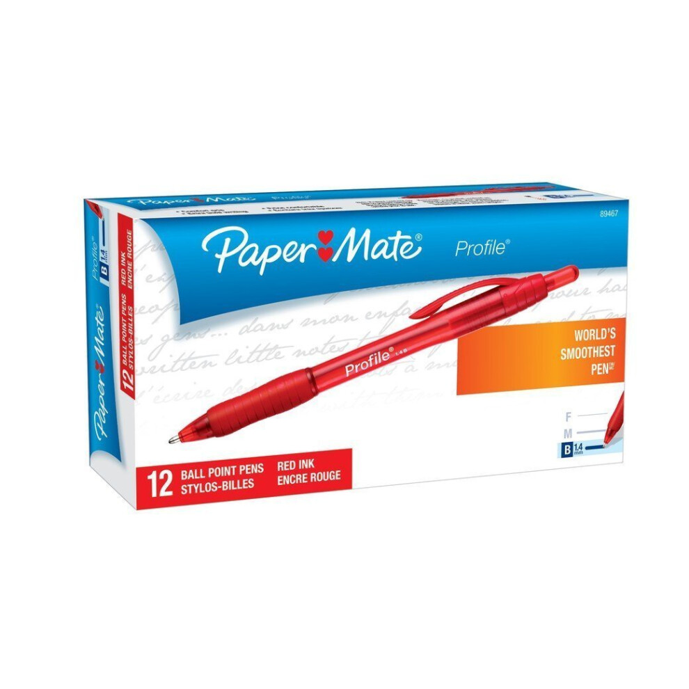 Paper Mate Profile Retractable Ballpoint Pens  Bold Point 1.4mm (2-Doz