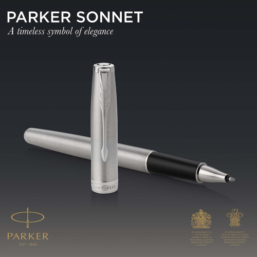 Parker PARKER Sonnet Rollerball Στυλό, Ανοξείδωτο Ατσάλι με Παλλάδιο, Μαύρη Μελάνι Fine Point (1931511) 1