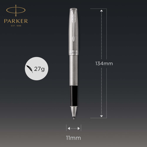 Parker PARKER Sonnet Rollerball Στυλό, Ανοξείδωτο Ατσάλι με Παλλάδιο, Μαύρη Μελάνι Fine Point (1931511) 2