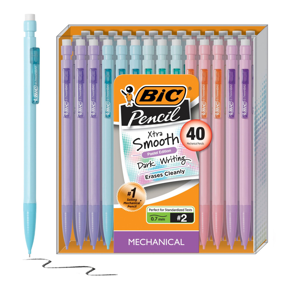 BIC Xtra-Smooth Pastel Mechanical Pencils with Erasers  Medium Point (