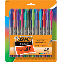 BIC Cristal Xtra Bold Fashion Ballpoint, 48 Pack, NEW ASSORTED COLORS, Medium Point 1.6mm Great Colored Pens For Note Taking, School Supplies for Adul