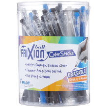 Pilot, FriXion ColorSticks Stylos Gel Effaçables, Pointe Fine 0.7 mm, Tub de 36, 24 Noirs & 12 Bleus