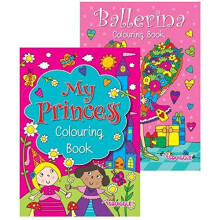Random Line Squiggle Girls My Princess & Ballerina A4 Colouring Books