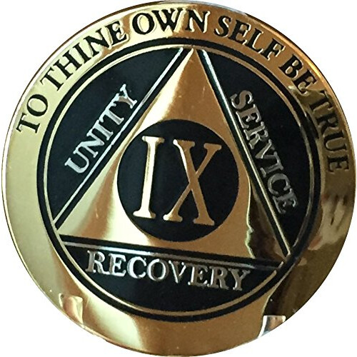 RecoveryChip 9 År AA Medallion Elegant Svart Guld Silver Bi-Plated 2