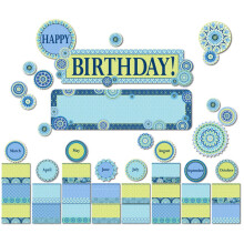 Eureka Blue Harmony Suministros para Profesores, Set de Carteles de Cumpleaños, 61 pcs