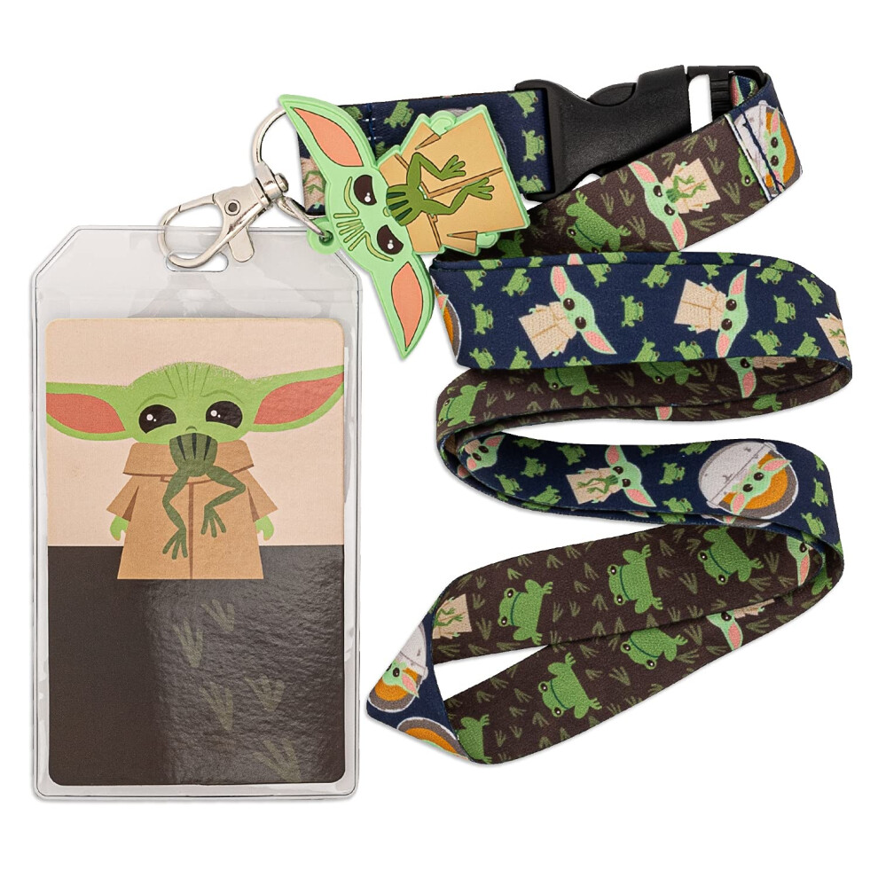 Loungefly Star Wars Baby Yoda with Frogs All Over Print Lanyard with C