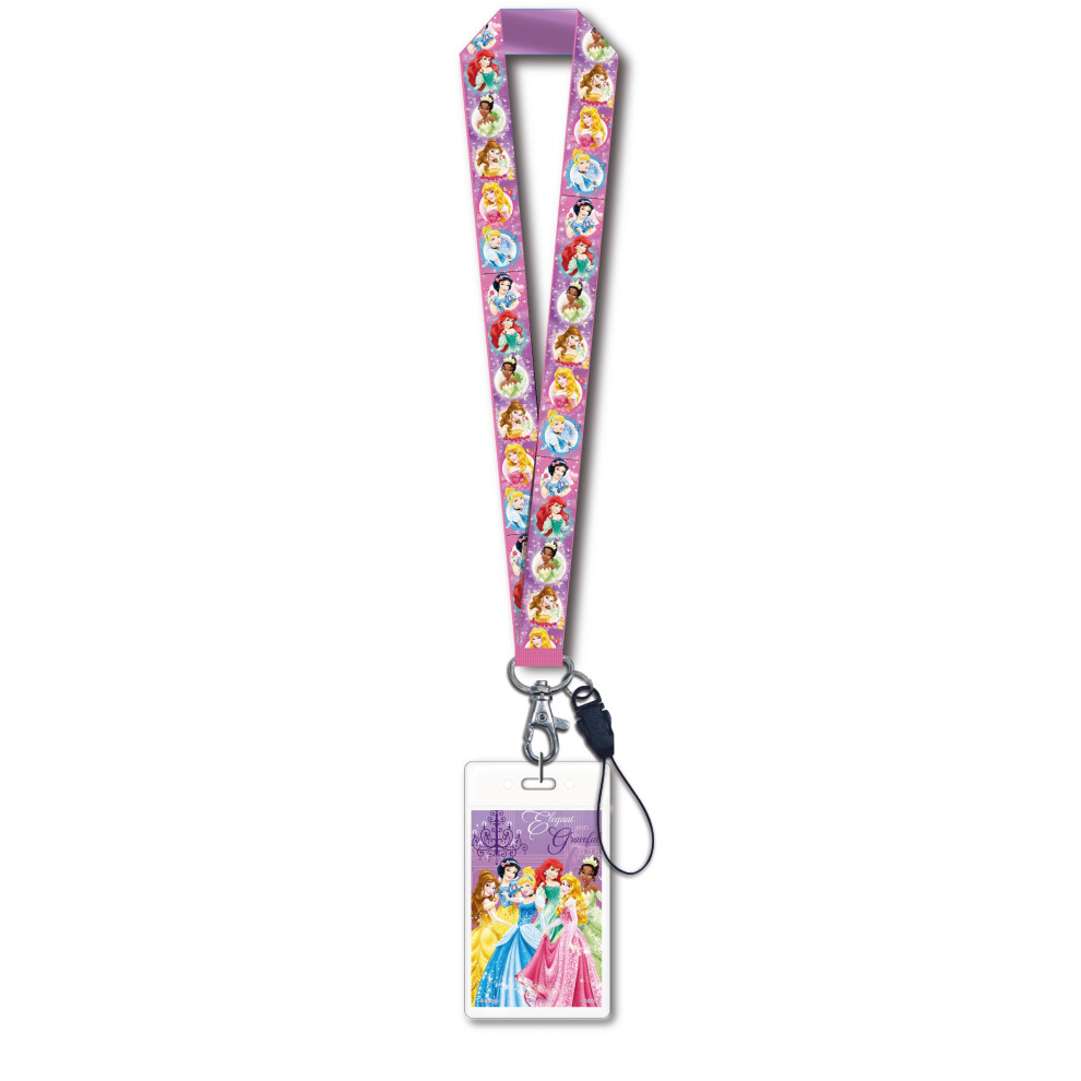 Disney Princess Lanyard with Card Holder Pink 1""