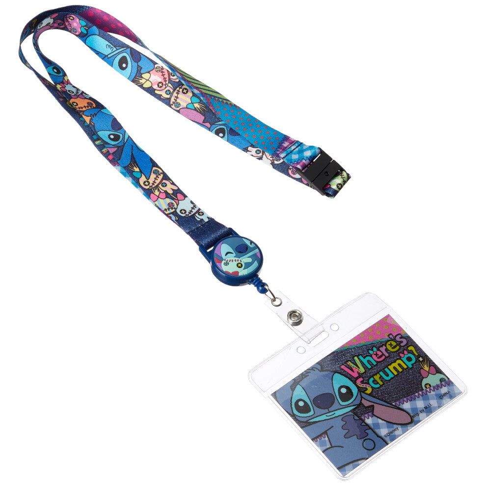 Disney Stitch Lanyard With Retractable Card Holder Multi Color