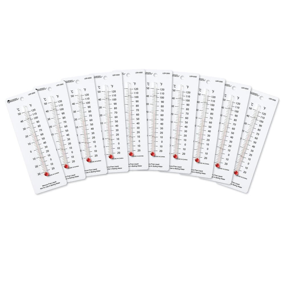 Learning Resources LER0302 Student Thermometers 10/Pk 2 X 6 Plastic Ba