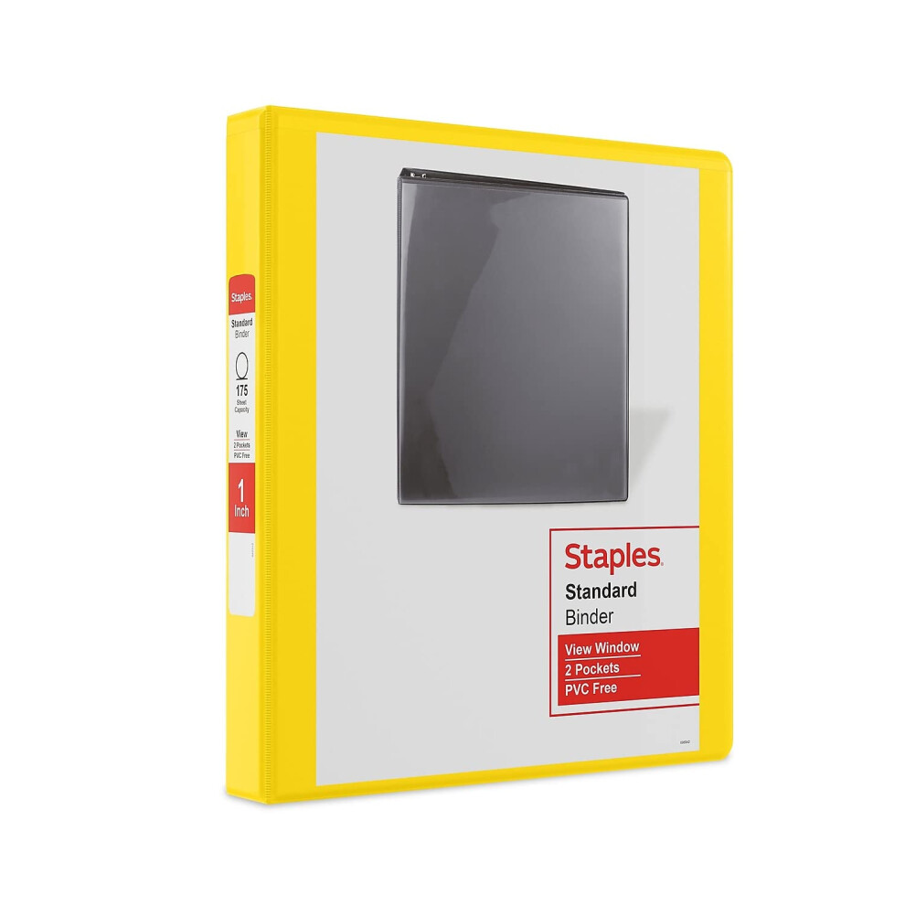 Staples Standard 1 3-Ring View Binder  Yellow