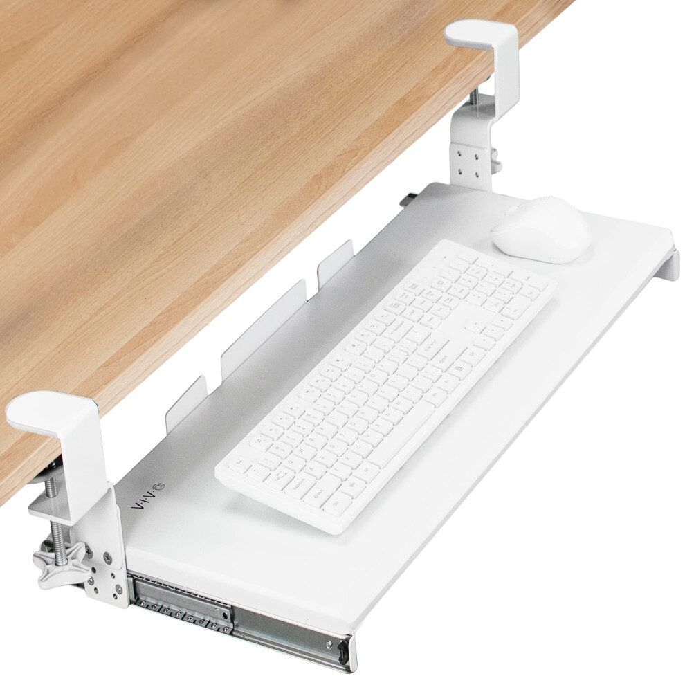 VIVO Large Height Adjustable Under Desk Keyboard Tray  C-clamp Mount S