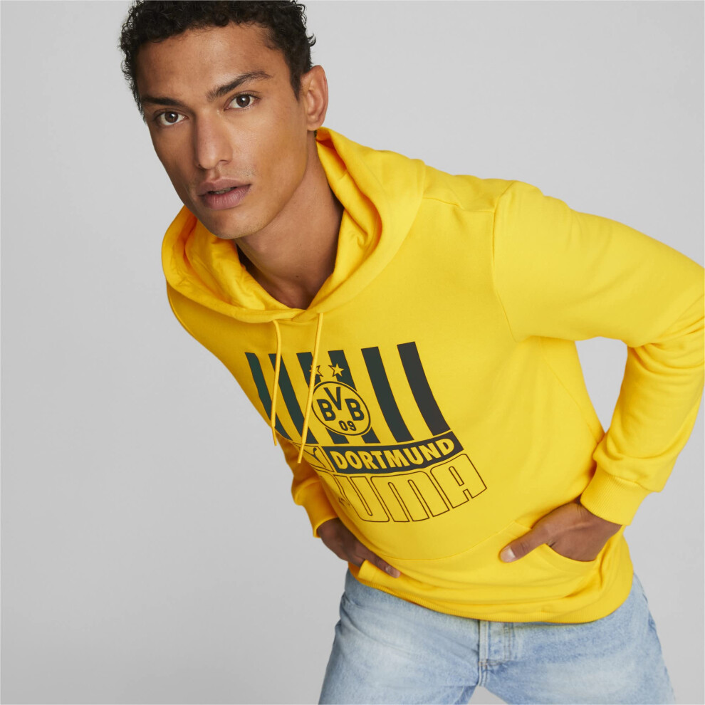 PUMA Men's Borussia Dortmund FTBLCore Hoodie  Cyber Yellow  X-Large