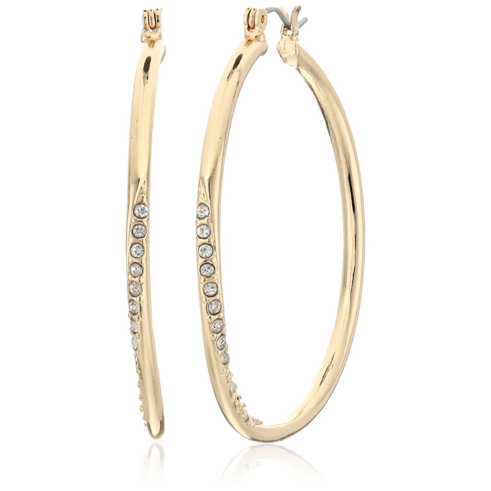 GUESS Goldtone Pave Crystal Glass Stone Twisted Hoop Earrings