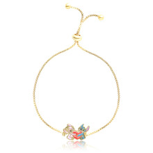 Disney Vrouwen Stitch en Angel Hart Lariat Armband - 18kt Flash Geplateerd Verstelbare Armband