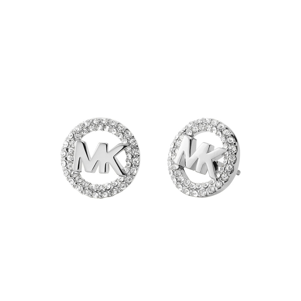 Michael Kors Brass and Pav? Crystal MK Logo Stud Earrings for Women  C