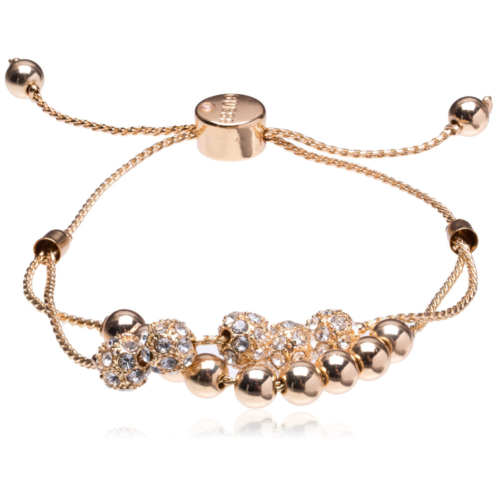 GUESS Gold-Tone Two Row Beaded Slider Bracelet