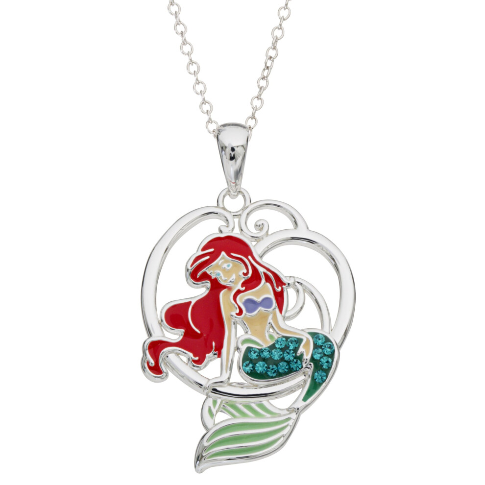 Disney The Little Mermaid  Princess Ariel Silver Plated Crystal Pendan