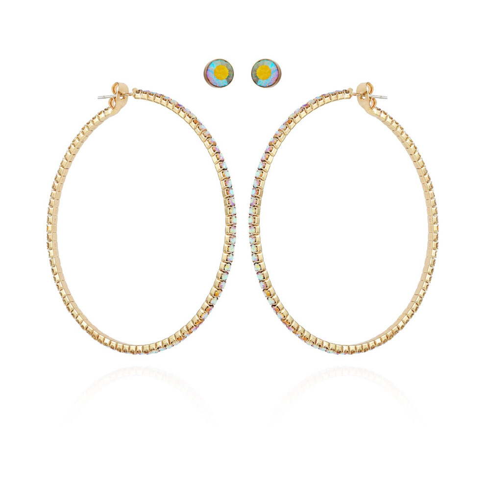 GUESS Jonquil AB Rhinestone Goldtone Hoop Earrings