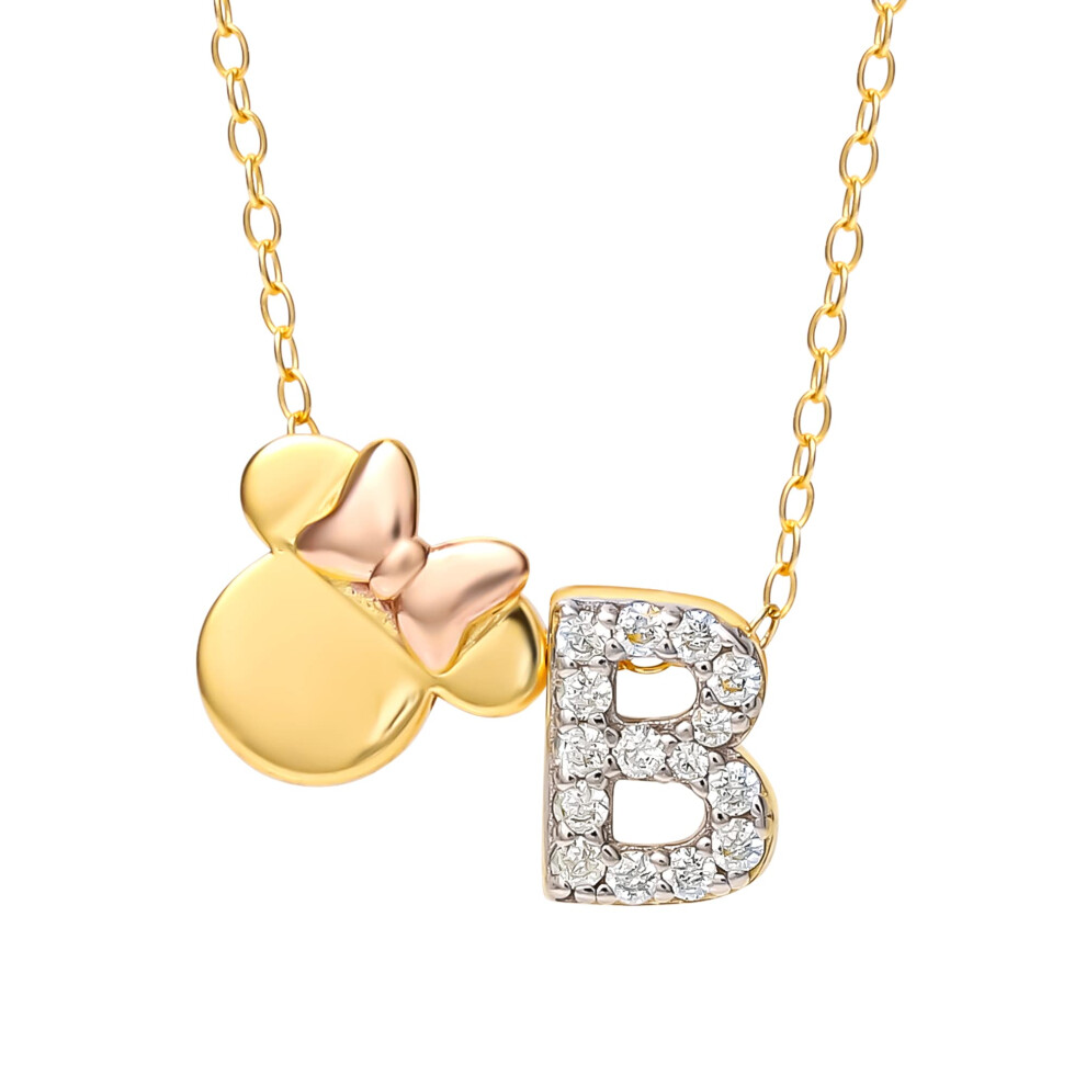 Disney Minnie Mouse Flash Plated Letter B Cubic Zirconia Initial Penda