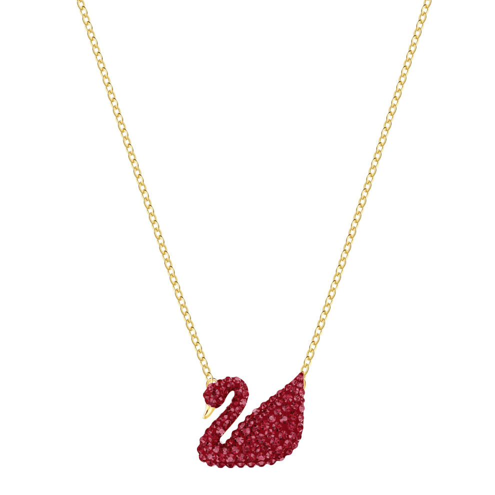 SWAROVSKI Women's Iconic Swan Pendant  Red  Gold-tone plated