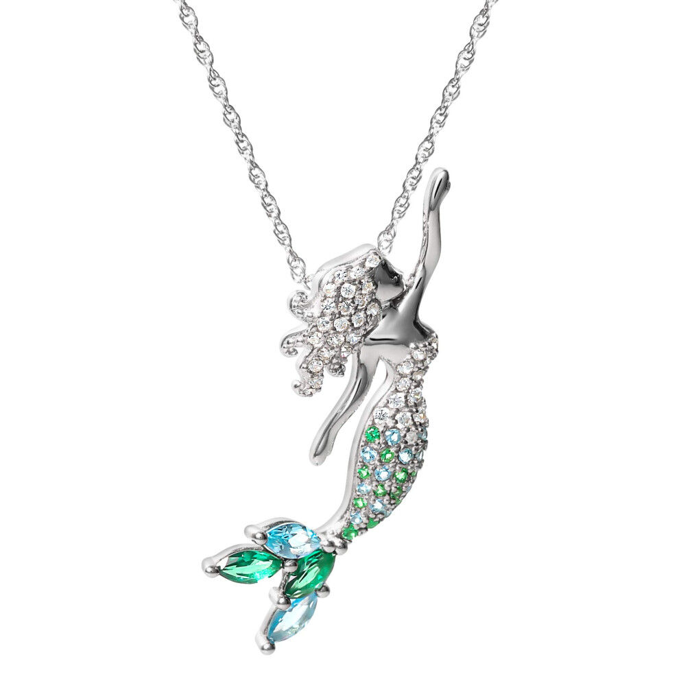 Disney Little Mermaid Jewelry  Ariel Cubic Zirconia Pendant Necklace