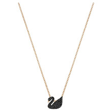 Collier pendentif cygne SWAROVSKI avec pav    de cristaux noirs sur or rose