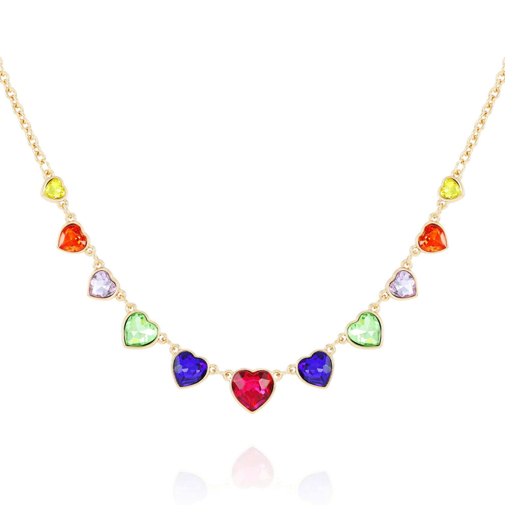 GUESS Goldtone Rainbow Glass Stone Statement Necklace For Women