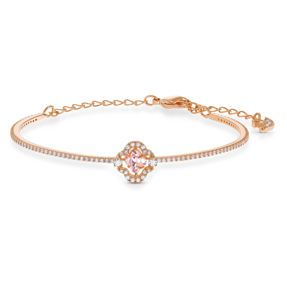 Swarovski Sparkling Dance Clover Bangle Bracelet with Pink Swarovski Crystal