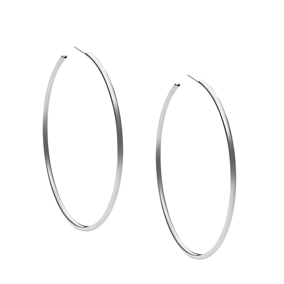 Michael Kors Brass Large Hoop Earrings for Women  Color: Silver (Model