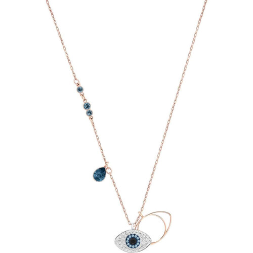Swarovski SWAROVSKI γυναικείο Κρύσταλλο Duo Κακό Μάτι Κολιέ Ροζ Χρυσό-Επενδυμένο