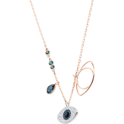 Swarovski SWAROVSKI γυναικείο Κρύσταλλο Duo Κακό Μάτι Κολιέ Ροζ Χρυσό-Επενδυμένο 1