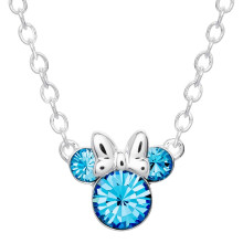Joyas de Nacimiento Disney Minnie Mouse, Collar Colgante de Diciembre, Plata, Cristal Azul Zafiro