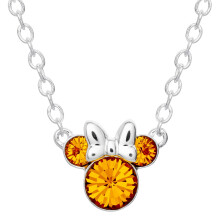 Joyería Birthstone de Disney Minnie Mouse, Collar Pendiente de Noviembre, Plata de Ley, Cristal Topacio Marrón