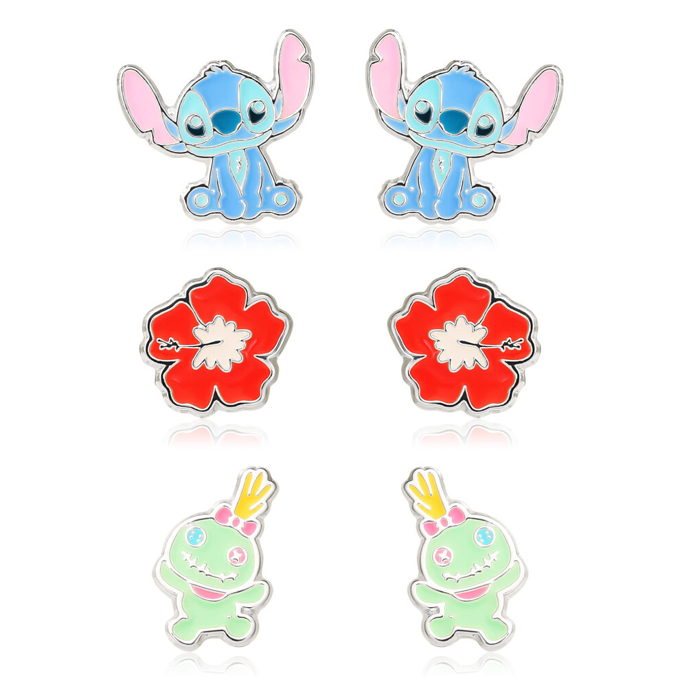 Disney Lilo and Stitch Experiment 626 Silver Plated Stud Earring Set