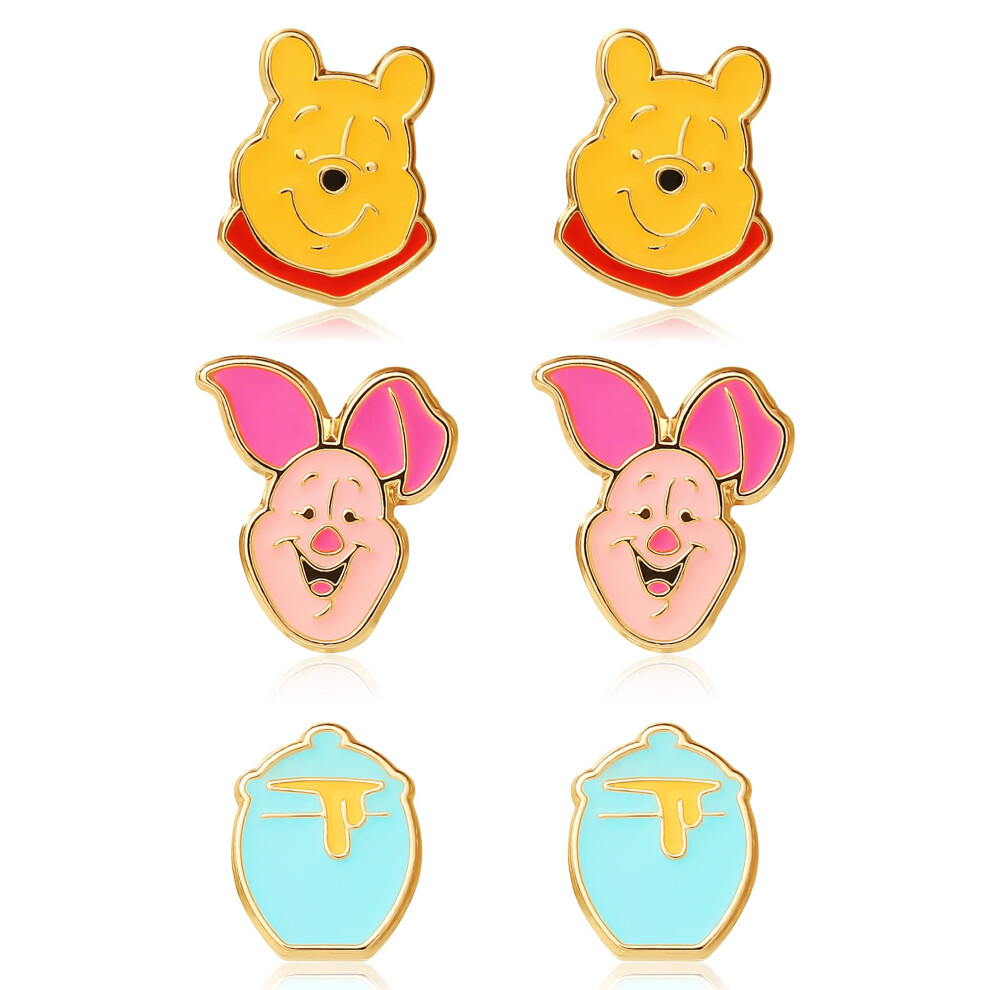 Disney Winnie the Pooh Stud Earring Set  Flash Plated  3 Pairs